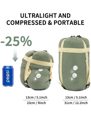 Saco de dormir ultraligero NewDoar CBG017 - 10-21C, 0.68kg
