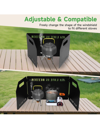 Paravientos para Estufa de Camping GEEKHOM 3 Paneles Acero Plegable