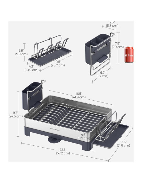 Estante de Secado de Platos SONGMICS Acero Inoxidable 31.7x57.2cm Estante de Secado de Platos SONGMICS Acero Inoxidable 31.7x57.2cm