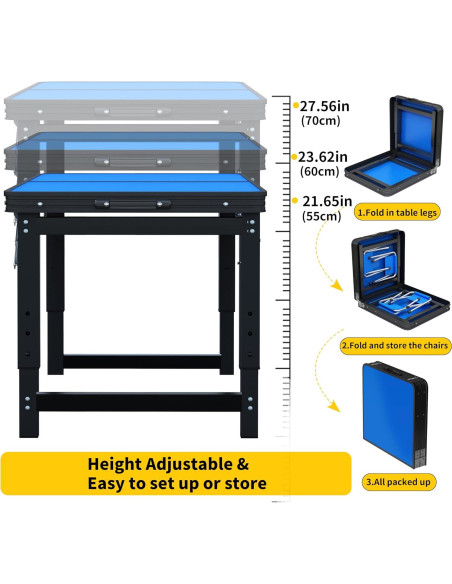 Mesa Plegable UNICOO 1.2m con 4 Sillas Ajustable Azul Mesa Plegable UNICOO 1.2m con 4 Sillas Ajustable Azul