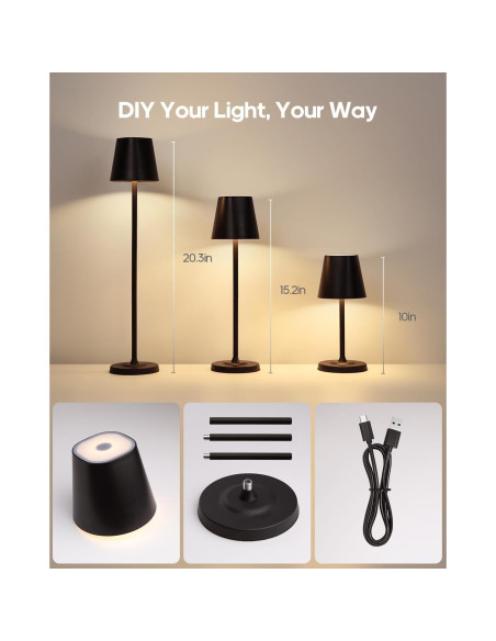 Lámpara de Mesa Inalámbrica Goodea GDTL004 LED 3 Alturas Lámpara de Mesa Inalámbrica Goodea GDTL004 LED 3 Alturas