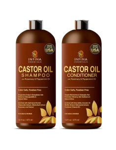 Set Champú y Acondicionador Aceite de Ricino 473 ml - INFINA ESSENTIALS