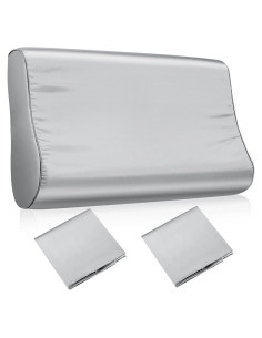 Funda de Almohada de Seda Imitación Breling 2 Pcs Gris Claro