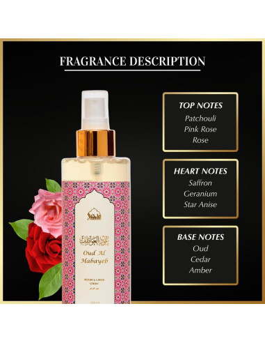 Ambientador Dukhni Oud Al Habayeb 250ml - Fragancia Natural