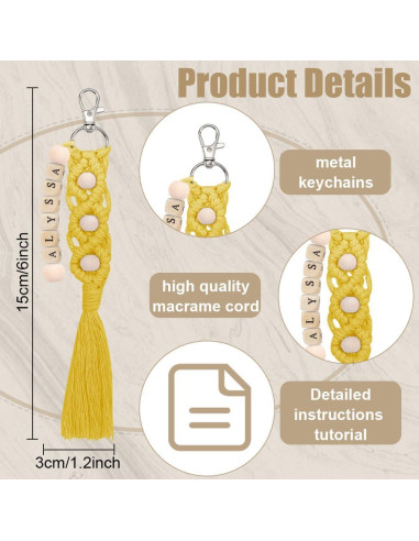 Kit de llavero de macramé DIY ACRNIGHEET 10 piezas para adultos