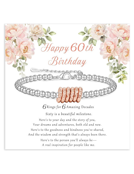 Pulsera de Cumpleaños FENNELISA para Mujeres 60 Años Plata Pulsera de Cumpleaños FENNELISA para Mujeres 60 Años Plata