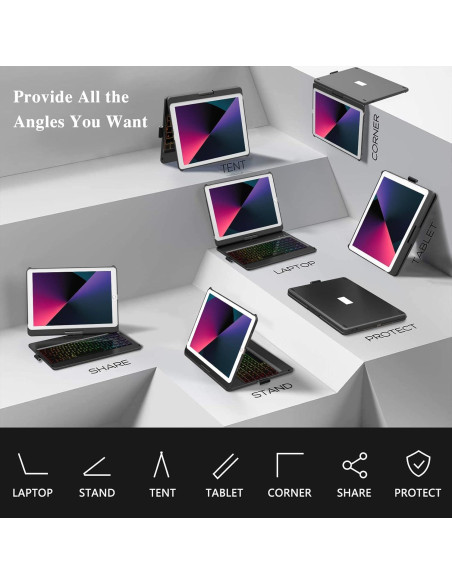 Funda de Teclado Inalámbrico MMK para iPad 10.2" 9 Gen 2021 Funda de Teclado Inalámbrico MMK para iPad 10.2" 9 Gen 2021