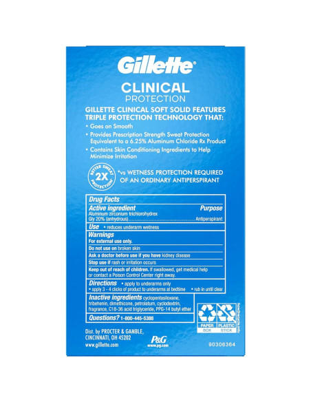 Antitranspirante Gillette Clinical Hombres 72h Hielo Ártico 3x48.51g Antitranspirante Gillette Clinical Hombres 72h Hielo Ártico 3x48.51g