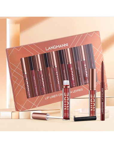 Conjunto de Lápiz Labial y Pintalabios Petansy 12 Piezas