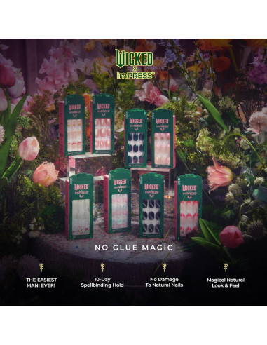 Uñas Postizas KISS Wicked X imPRESS Arcoíris Flores 10 Días