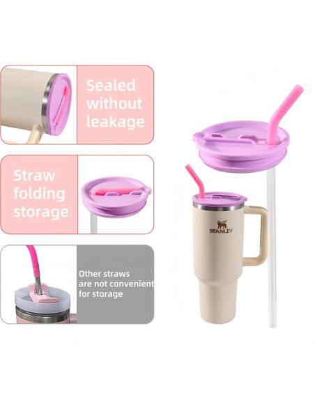 2 Tapas de Silicona para Vaso Stanley Quencher 40oz Beige 2 Tapas de Silicona para Vaso Stanley Quencher 40oz Beige