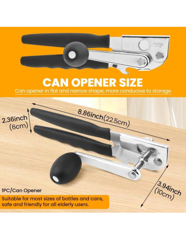 Abrelatas Manual NINEFOX Ergonómico Acero Inoxidable 22.5 cm