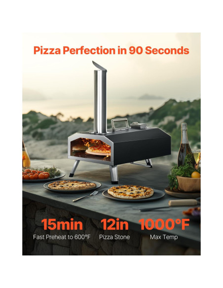 Horno de Pizza Portátil VEVOR 12 Pulgadas Gas y Leña Horno de Pizza Portátil VEVOR 12 Pulgadas Gas y Leña