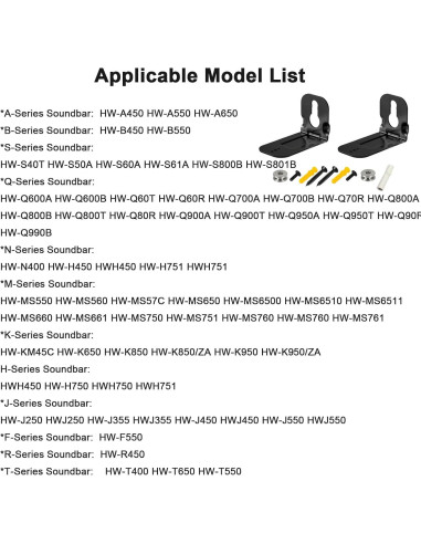 Soporte de Montaje en Pared para Barra de Sonido Samsung - Negro