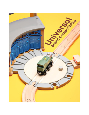 Pista de Tren de Madera SainSmart Jr. con Garaje 36x22cm