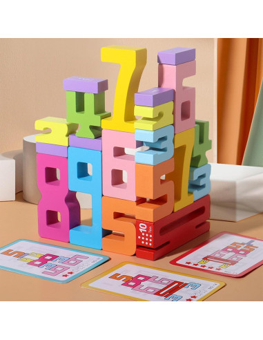Bloques de Construcción de Números de Madera Podafu 20 Pcs
