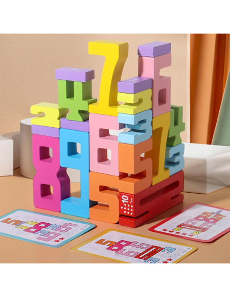 Bloques de Construcción de Números de Madera Podafu 20 Pcs Bloques de Construcción de Números de Madera Podafu 20 Pcs
