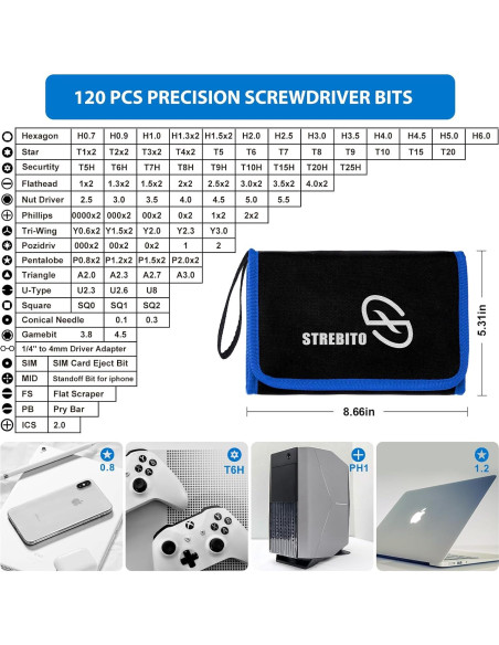 Juego de Destornilladores de Precisión STREBITO 142 Piezas Juego de Destornilladores de Precisión STREBITO 142 Piezas