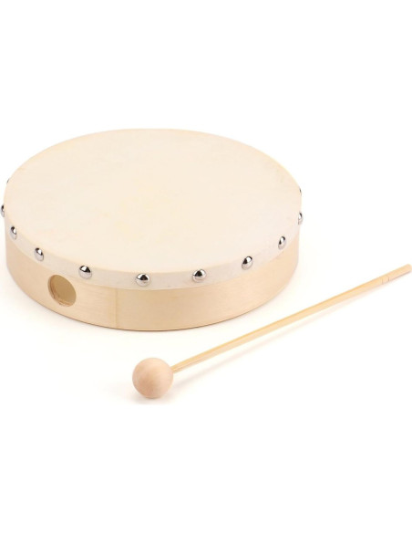 Foraineam 3 Piezas Tambor de Mano Madera 20.32cm Cabeza Cabra Foraineam 3 Piezas Tambor de Mano Madera 20.32cm Cabeza Cabra
