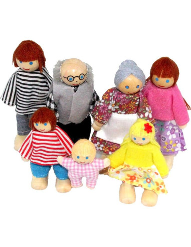 Casa de Muñecas de Madera Yeooyoor con 7 Personajes