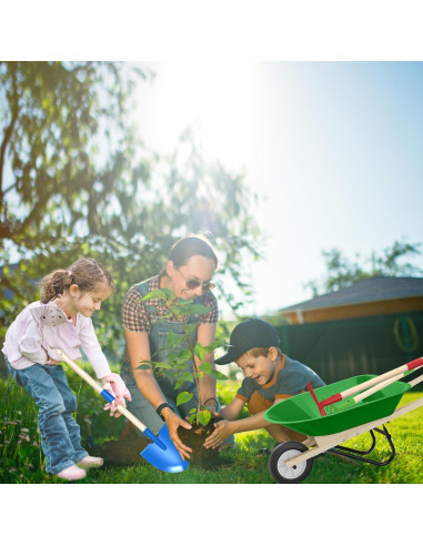Juego de Jardinería para Niños Qtioucp con Carretilla y Herramientas