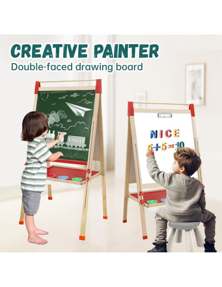 Caballete de Arte Juivin Doble Cara Ajustable para Niños Caballete de Arte Juivin Doble Cara Ajustable para Niños