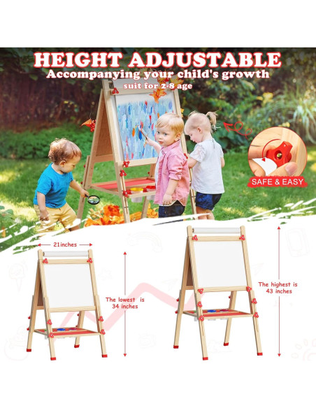 Caballete Infantil Doble Cara Weudear con Accesorios 4-8 Años Caballete Infantil Doble Cara Weudear con Accesorios 4-8 Años