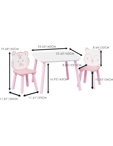 Juego de Mesa y Sillas para Niños FUCIHOMA 3 Piezas Rosa