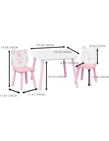 Juego de Mesa y Sillas para Niños FUCIHOMA 3 Piezas Rosa Juego de Mesa y Sillas para Niños FUCIHOMA 3 Piezas Rosa