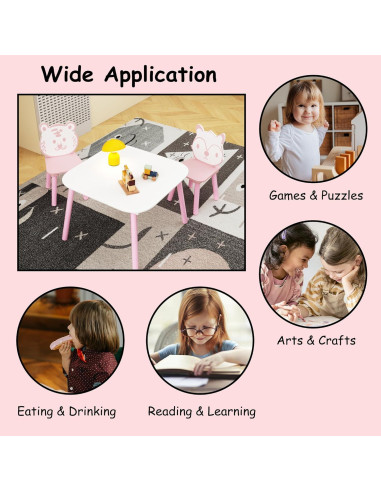 Juego de Mesa y Sillas para Niños FUCIHOMA 3 Piezas Rosa
