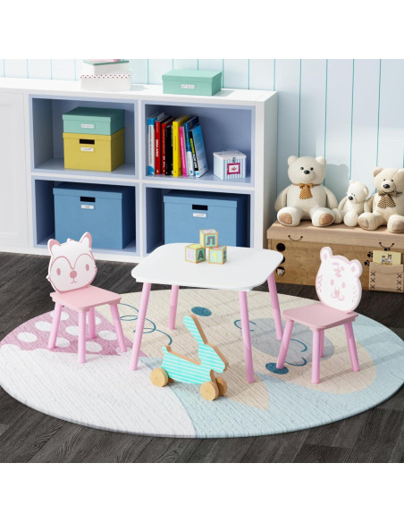 Juego de Mesa y Sillas para Niños FUCIHOMA 3 Piezas Rosa Juego de Mesa y Sillas para Niños FUCIHOMA 3 Piezas Rosa