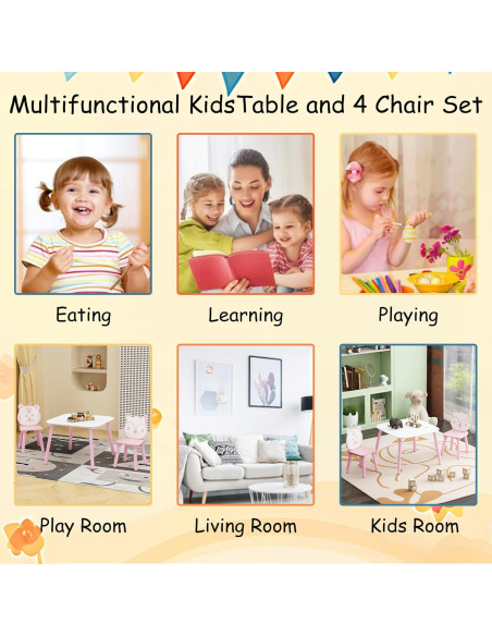 Juego de Mesa y Sillas para Niños FUCIHOMA 3 Piezas Rosa Juego de Mesa y Sillas para Niños FUCIHOMA 3 Piezas Rosa