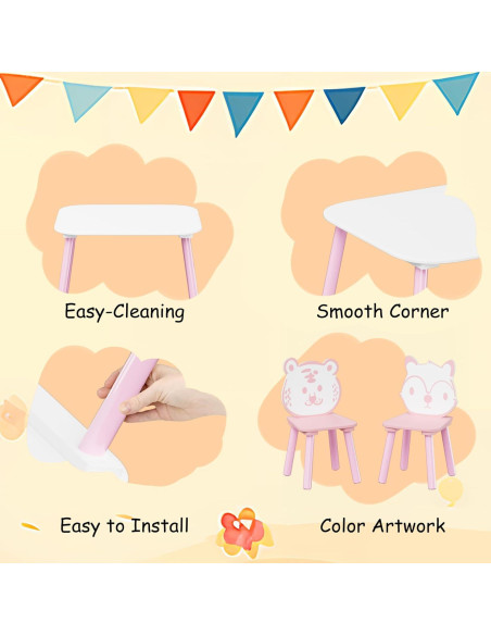 Juego de Mesa y Sillas para Niños FUCIHOMA 3 Piezas Rosa Juego de Mesa y Sillas para Niños FUCIHOMA 3 Piezas Rosa
