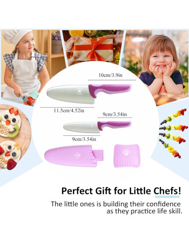 Juego de cuchillos para niños Kibbidea 4 piezas - Violeta