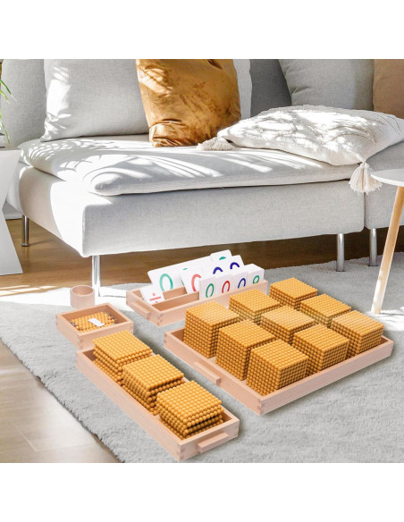 Juego de Perlas Doradas Montessori WodGod con Alfombra Suave Juego de Perlas Doradas Montessori WodGod con Alfombra Suave