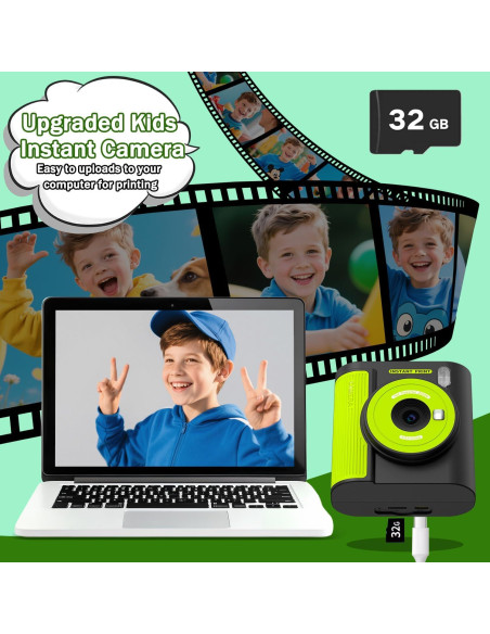 Cámara Instantánea Zicor P99 para Niños, Video HD 1080P, Impresión Sin Tinta, 32GB Cámara Instantánea Zicor P99 para Niños, Video HD 1080P, Impresión Sin Tinta, 32GB