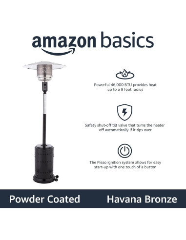 Calentador de Patio Propano Amazon Basics 46000 BTU Exterior