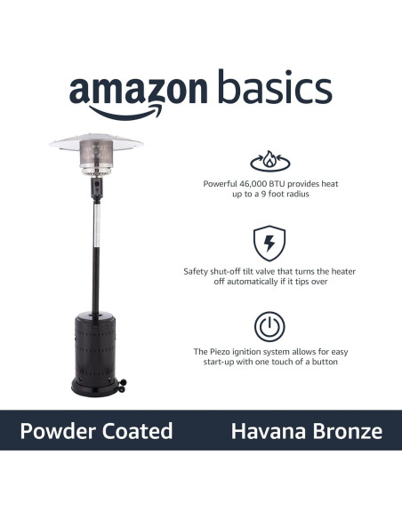 Calentador de Patio Propano Amazon Basics 46000 BTU Exterior Calentador de Patio Propano Amazon Basics 46000 BTU Exterior