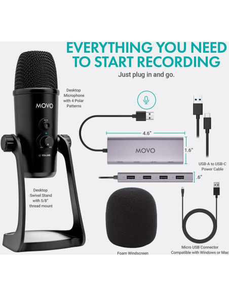 Kit de Podcasting Movo UMX-1 con 2 Micrófonos UM700 Kit de Podcasting Movo UMX-1 con 2 Micrófonos UM700