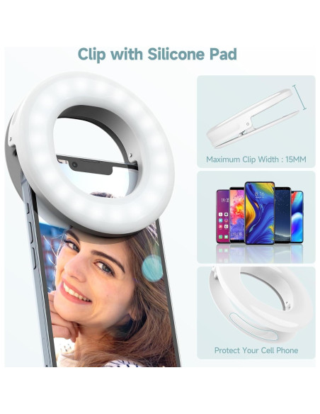 Anillo de Luz Selfie Recargable DAYFULI con Clip 9 cm Anillo de Luz Selfie Recargable DAYFULI con Clip 9 cm