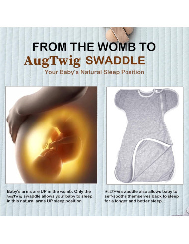 Saco de Sueño Envolvente AugTwig Gris Estrella 0-3 Meses