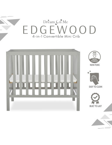 Cuna Mini Convertible 4-en-1 Dream On Me Edgewood Gris