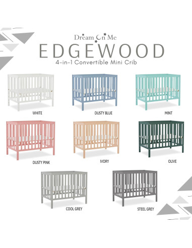 Cuna Mini Convertible 4-en-1 Dream On Me Edgewood Gris