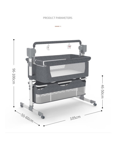 Cuna Eléctrica Reenborn para Bebés Co-Dormir 106cm Caqui
