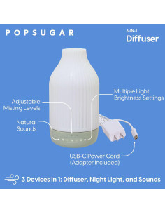 Difusor de Aceite Esencial 3-en-1 POPSUGAR con Luz y Sonido 2