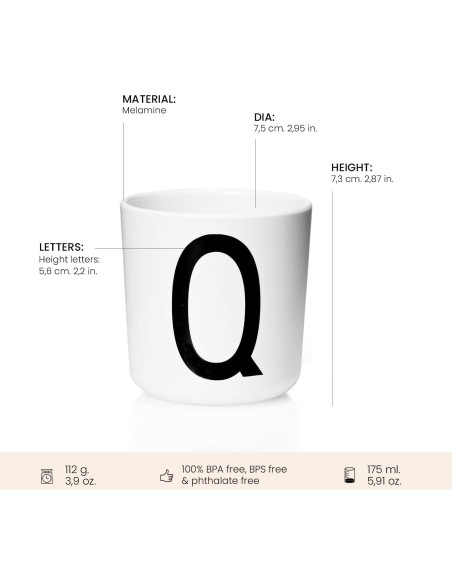 Taza de Melamina Design Letters para Bebé 207 ml A-Z Taza de Melamina Design Letters para Bebé 207 ml A-Z