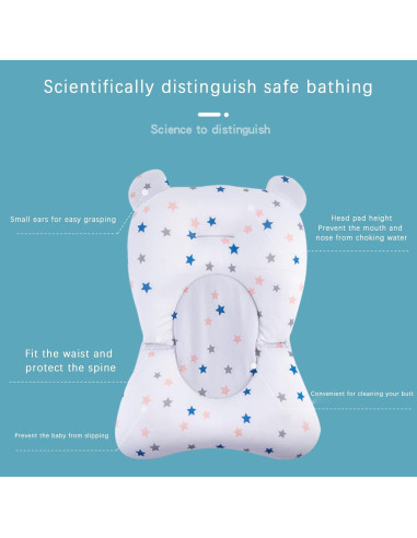 Cojín de Asiento para Baño Bebé Antideslizante Estrella Blanca