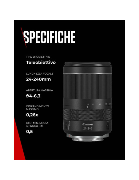 Lente Canon RF 24-240mm F4-6.3 IS USM para cámaras EOS R Lente Canon RF 24-240mm F4-6.3 IS USM para cámaras EOS R