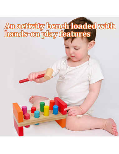 Juguete de Martillo de Madera Hidoggy para Niños 1-3 Años