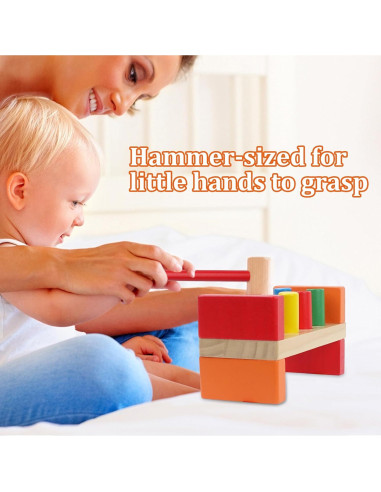 Juguete de Martillo de Madera Hidoggy para Niños 1-3 Años